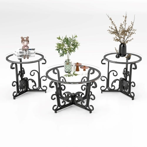 Haven And Hue | Tempered Glass Coffee Table Set