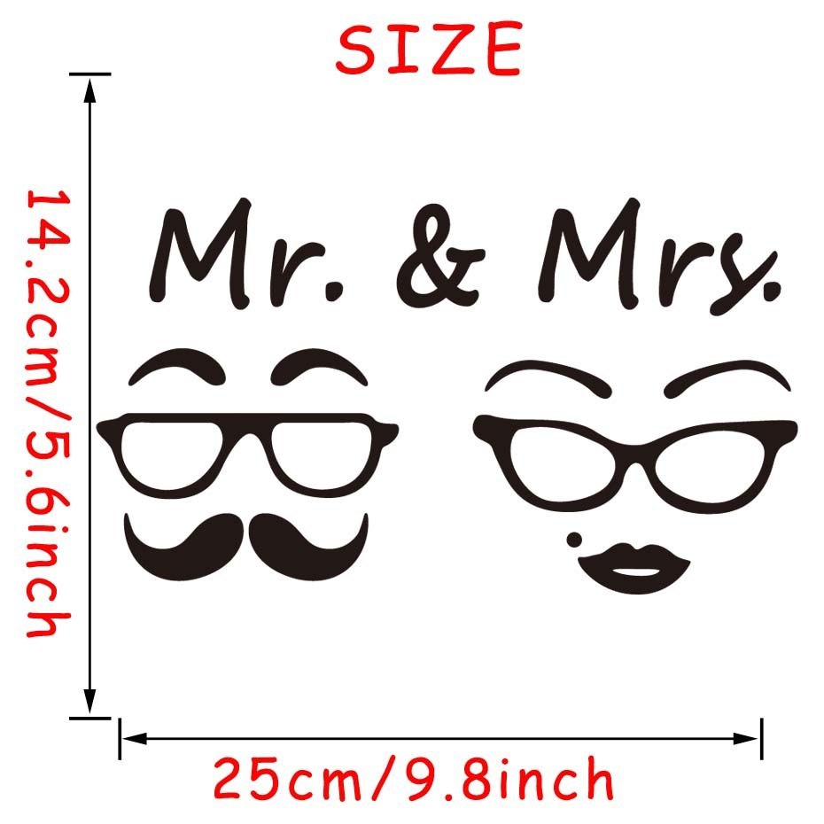 Mr. & Mrs. Quotes Toilet Door Sticker Fashion Bathroom Door Decals Diy Waterproof Wall Art Vinyl Removable Poster Home Decor