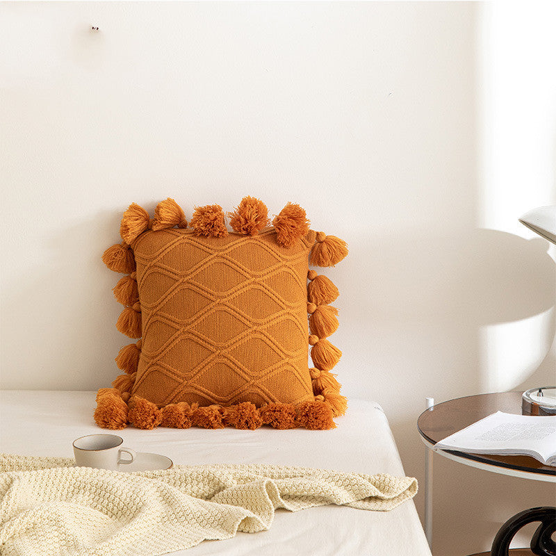 Haven And Hue | Knitted Tassel Throw Pillow Cushion