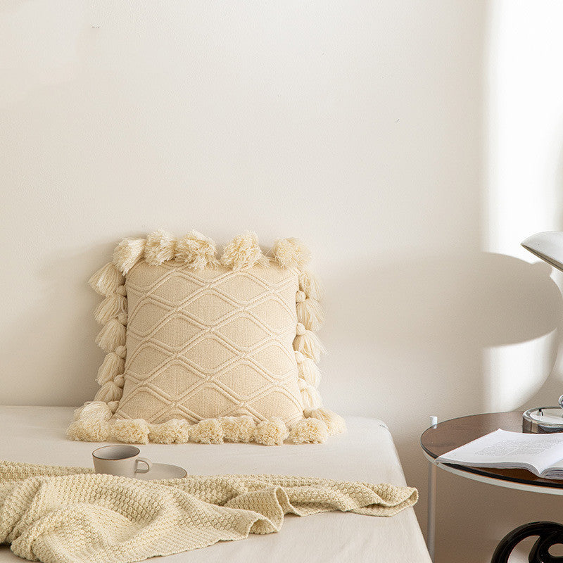 Haven And Hue | Knitted Tassel Throw Pillow Cushion