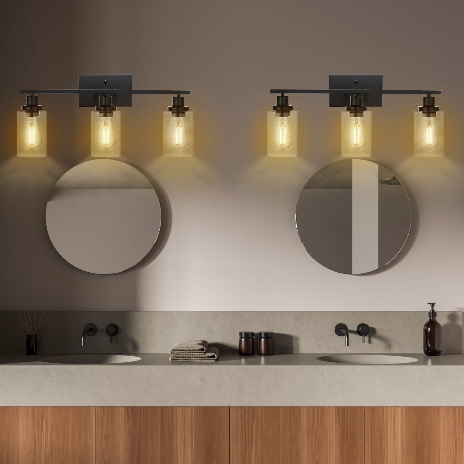 Haven And Hue | 3-Light Clear Glass Wall Sconce