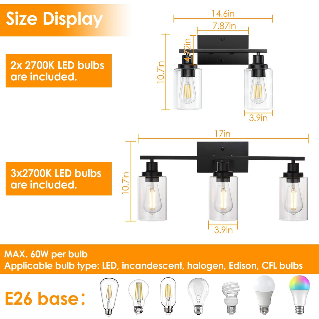 Haven And Hue | 3-Light Clear Glass Wall Sconce