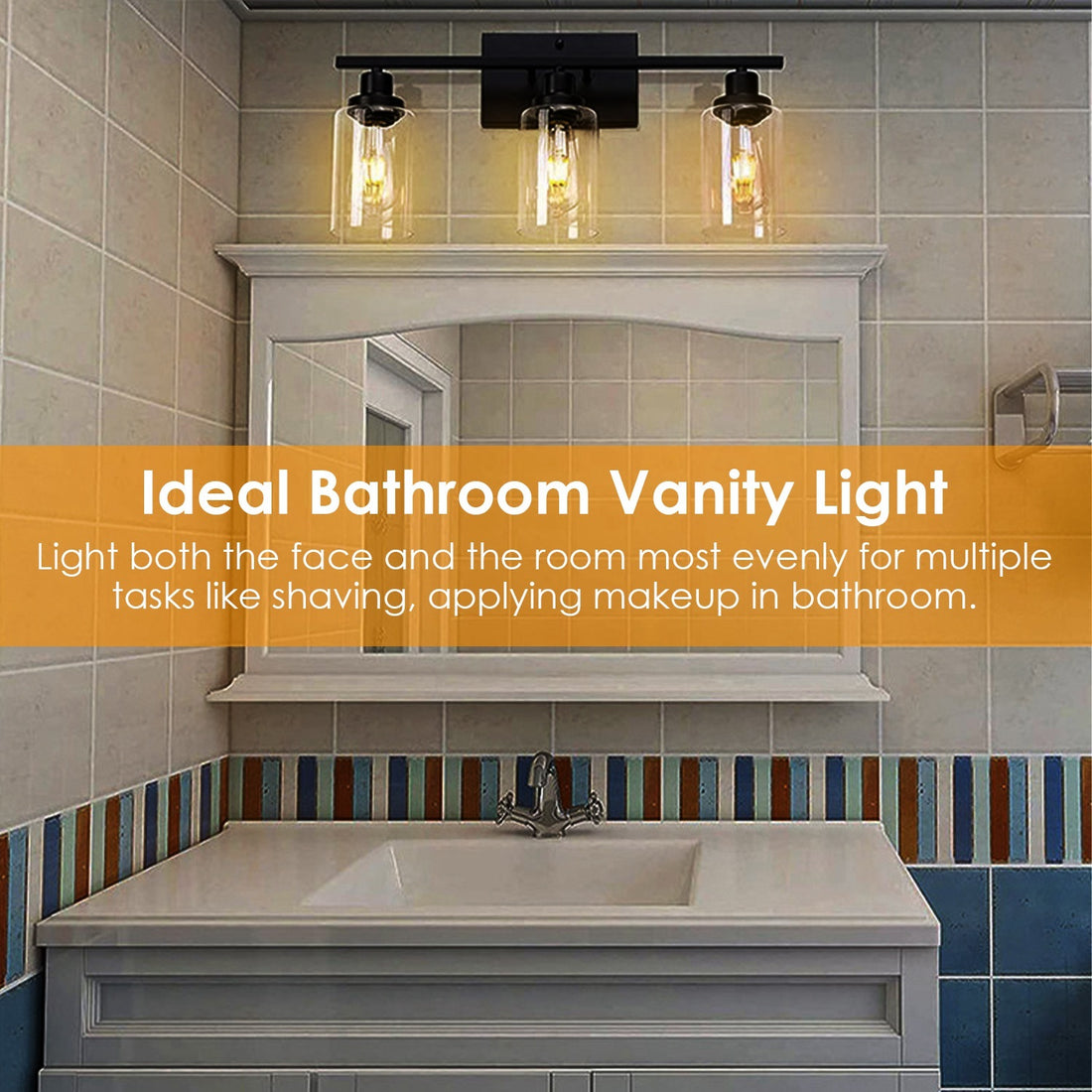 Haven And Hue | 3-Light Clear Glass Wall Sconce
