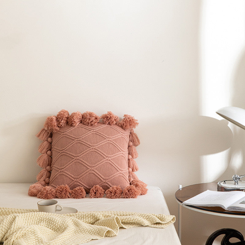Haven And Hue | Knitted Tassel Throw Pillow Cushion