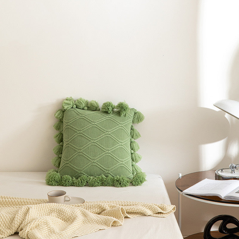 Haven And Hue | Knitted Tassel Throw Pillow Cushion