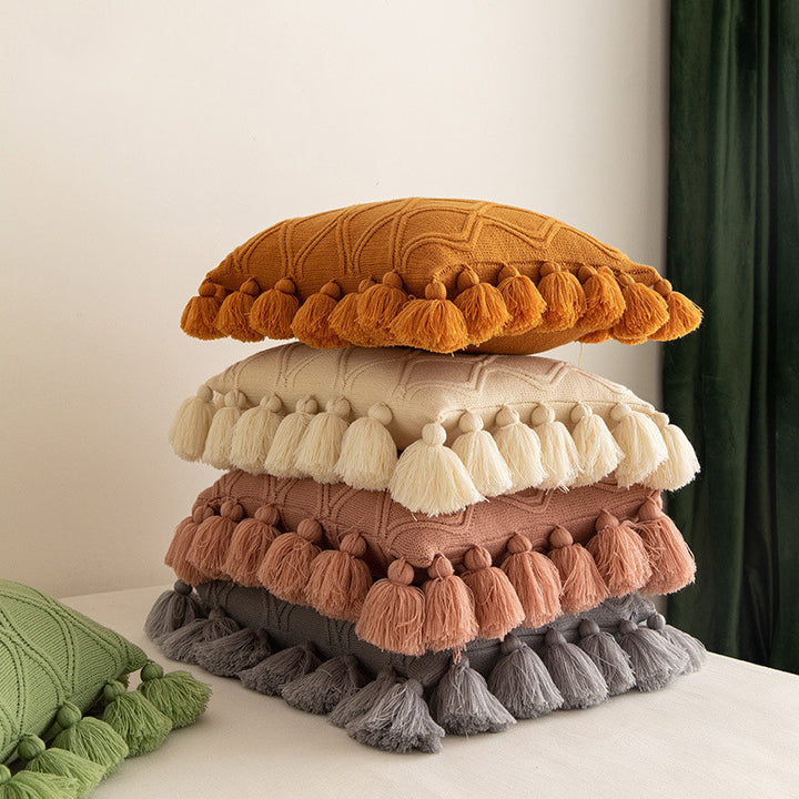 Haven And Hue | Knitted Tassel Throw Pillow Cushion