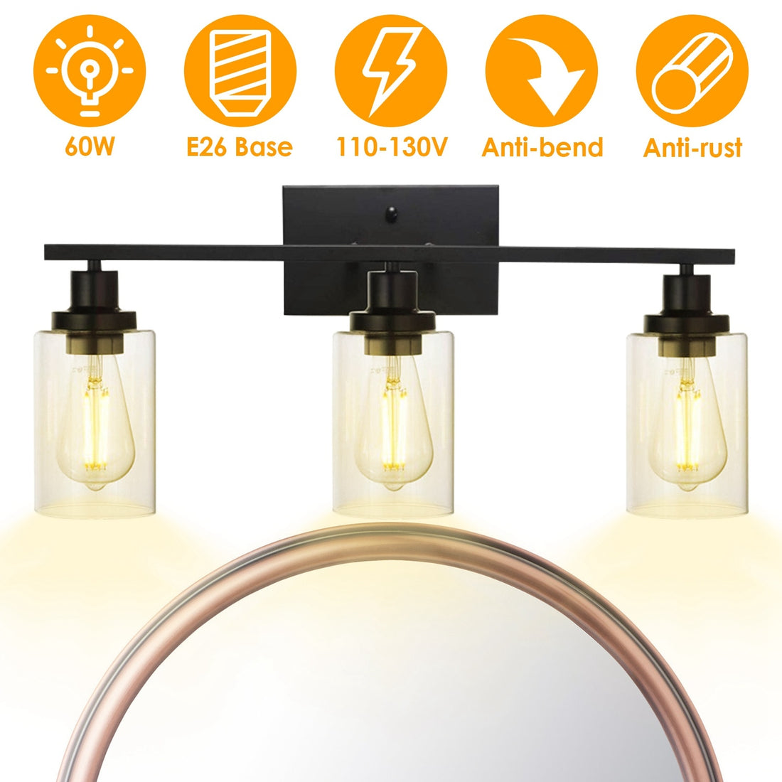 Haven And Hue | 3-Light Clear Glass Wall Sconce